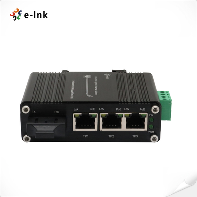 Мини-индустриальный 3-портный 10/100/1000T 802.3at PoE + 1-портный 1000X SC Ethernet Switch с входом 12 ~ 48VDC и усилителем напряжения