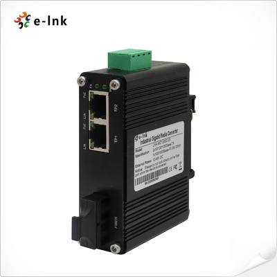 Мини-индустриальный 1-портный 100Base-FX на 2-портный 10/100Base-T 60W PoE++ медиаконвертер