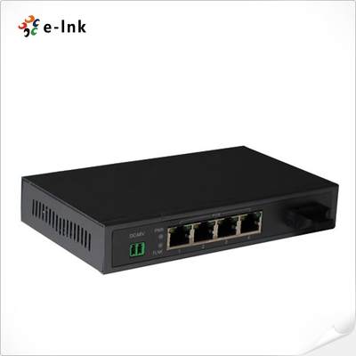10/100/1000Mbps PoE-PSE Fiber-to-Copper Ethernet Switch: 1 SFP + 4 PoE