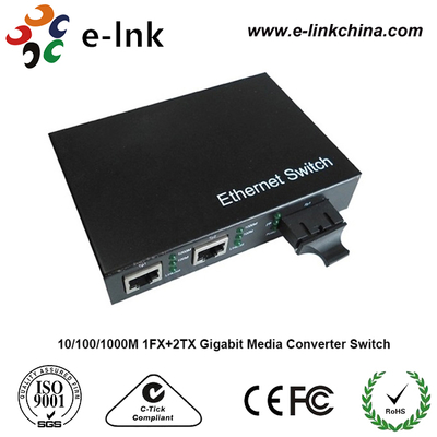 1 порт Fiber + 2 порта RJ45 Gigabit Ethernet Media Converter
