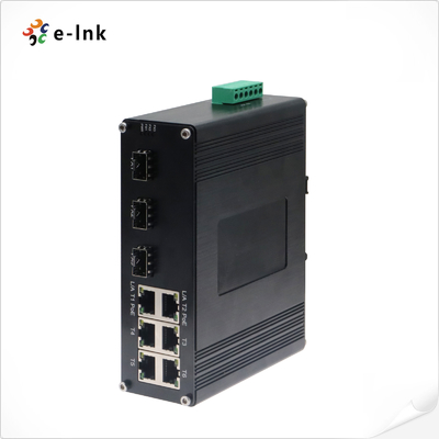 Промышленный 6-портный коммутатор Ethernet 10/100T 802.3af/at PoE + 3-портный коммутатор Ethernet 100BASE-FX