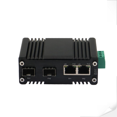 Mini Industrial 2-Port 10/100/1000T 802.3at PoE + 2-Port 100/1000Base-X SFP Ethernet Switch с функцией повышения мощности 12 ~ 48VDC