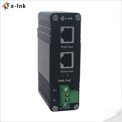 12~48VDC Power Input Industrial Gigabit PoE+ Injector Supports IEEE802.3at Power over Ethernet (PoE+) Power Sourcing Equipment