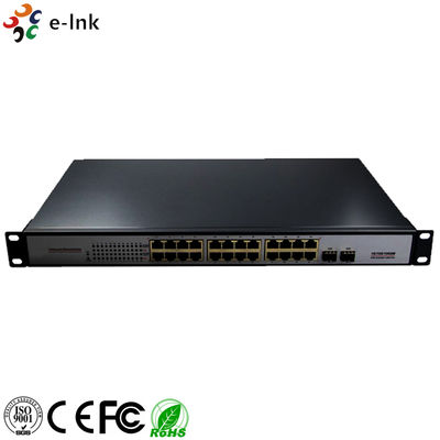 10/100/1000Mbps PoE-PSE Fiber-to-Copper Ethernet Switch: 2 SFP + 24 PoE