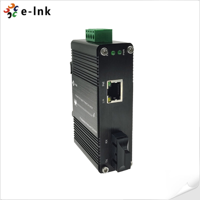 Mini Industrial 1000BASE-X to 10/100/1000BASE-T 90W PoE++ Media Converter Supports DIN-Rail & Wall-mount installation
