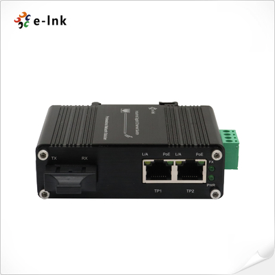 Мини-индустриальный 1-порт 100Base-FX на 2-порт 10/100Base-T 60W PoE++ Медиа-конвертер поддерживает полный/полудуплекс, автоматические переговоры
