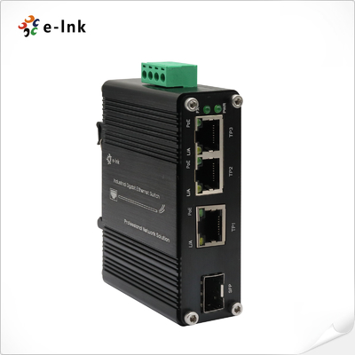 Миниатюрный промышленный 3-портовый коммутатор Ethernet 10/100/1000T 802.3at PoE + 1-портовый 100/1000X SFP с входным напряжением 12~48 В постоянного тока и повышающим преобразователем напряжения