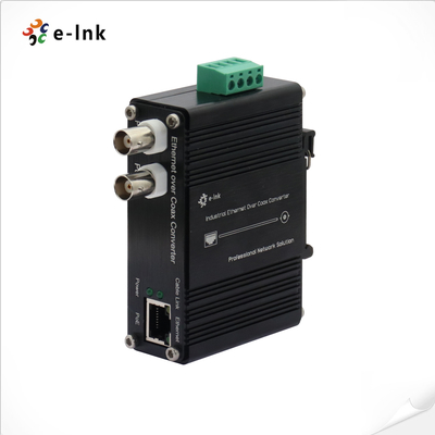 DIN-Rail Industrial 10/100Base-TX Ethernet over Coax Extender поддерживает питание через коакс и питание через Ethernet одновременно