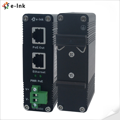 DIN Rail Industrial 802.3at 30W Гигабитный PoE инжектор адаптер 12 ~ 48V постоянного тока